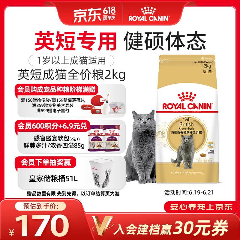 皇家猫粮 英短成猫粮 BS34 通用粮 12月以上 2KG
