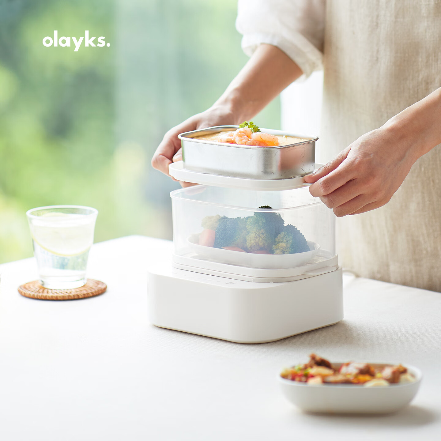 olayks立时 煮蛋器蒸蛋器煮蛋神器双层家用小型早餐迷你机 自动断电防干烧蒸鸡蛋器 双层 【机械款】