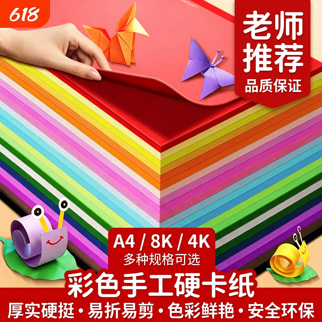 马利彩色卡纸8kA4马卡龙色手工硬卡纸加厚小学生画纸 【4K/50张】混色彩卡（马卡龙）