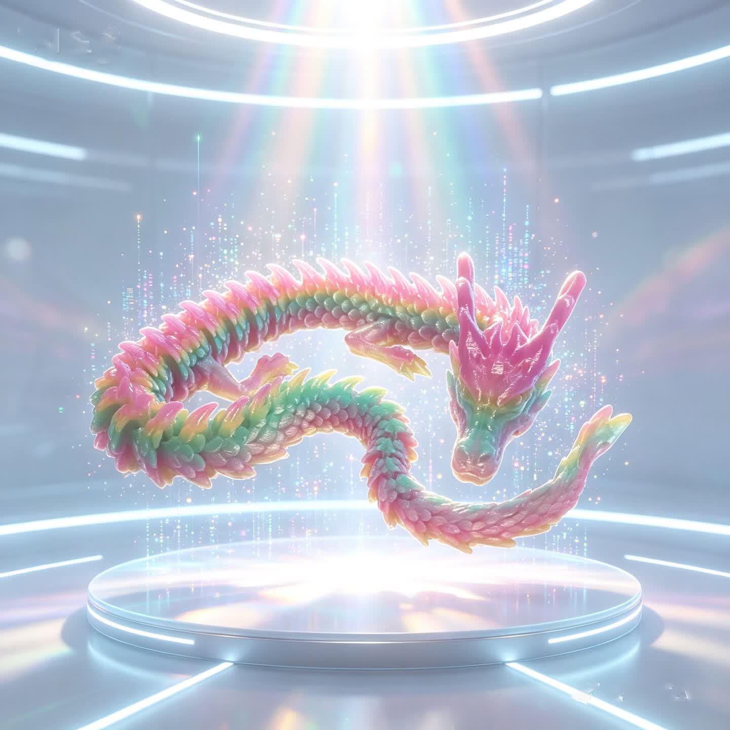 3D玩具打印中国龙礼物仿真龙周边模型3d手办88cm金龙王水晶彩虹龙 水晶彩虹中国龙88厘米（紫龙角）