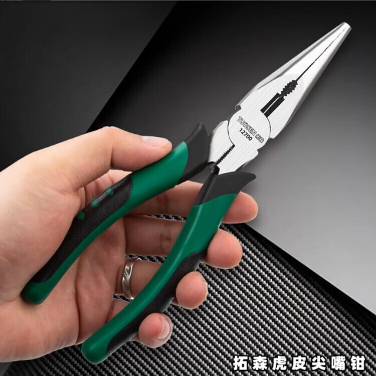 尖嘴钳 6寸8寸多用钳斜嘴剪线钳斜口钳拓森尖钳斜口钳虎皮尖嘴钳 6寸斜嘴钳-1个