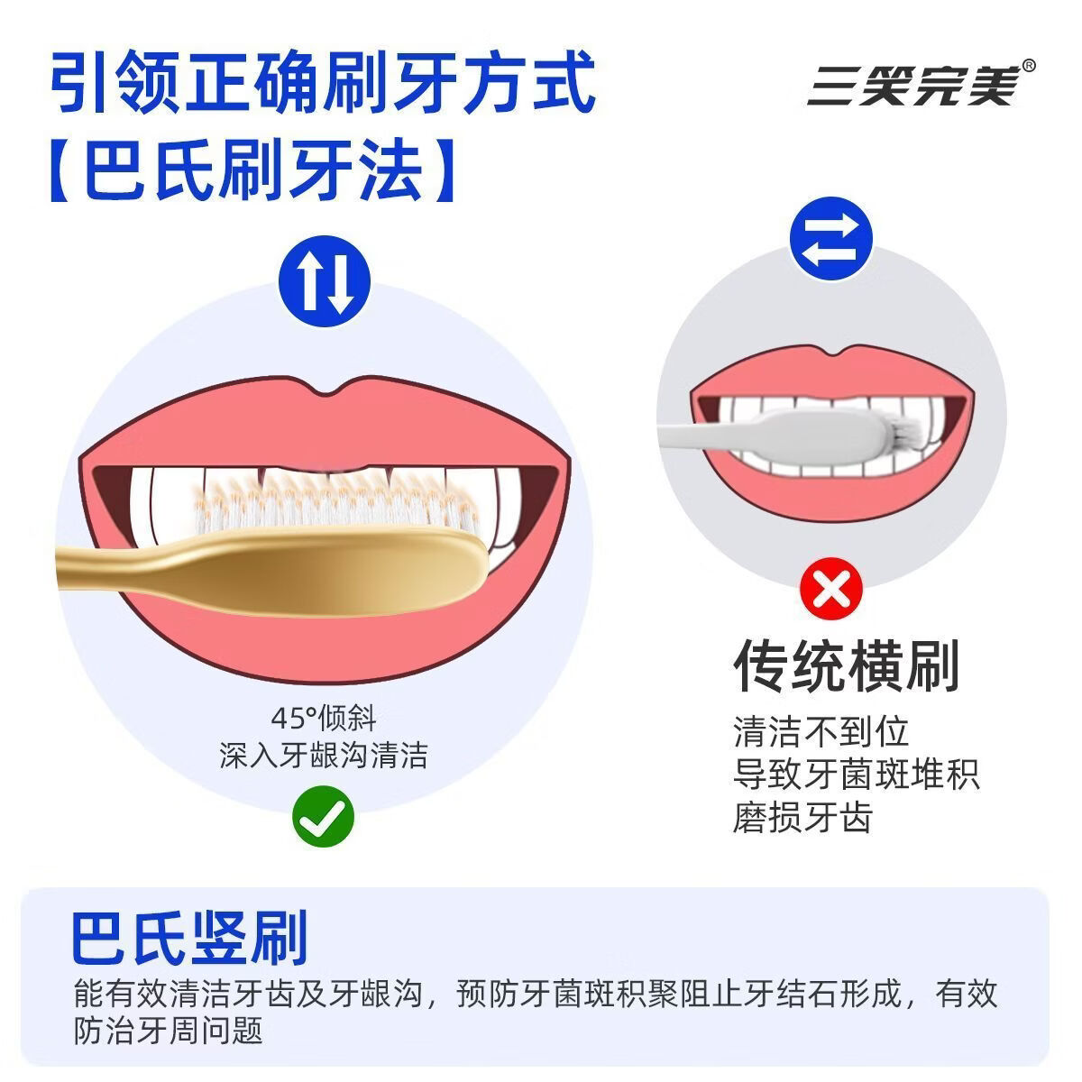 三笑完美【创新二代U型长刷头】轻奢款高效牙刷软毛成人护龈高级家庭装 胖东来同款【创新二代U型长刷头】 9支