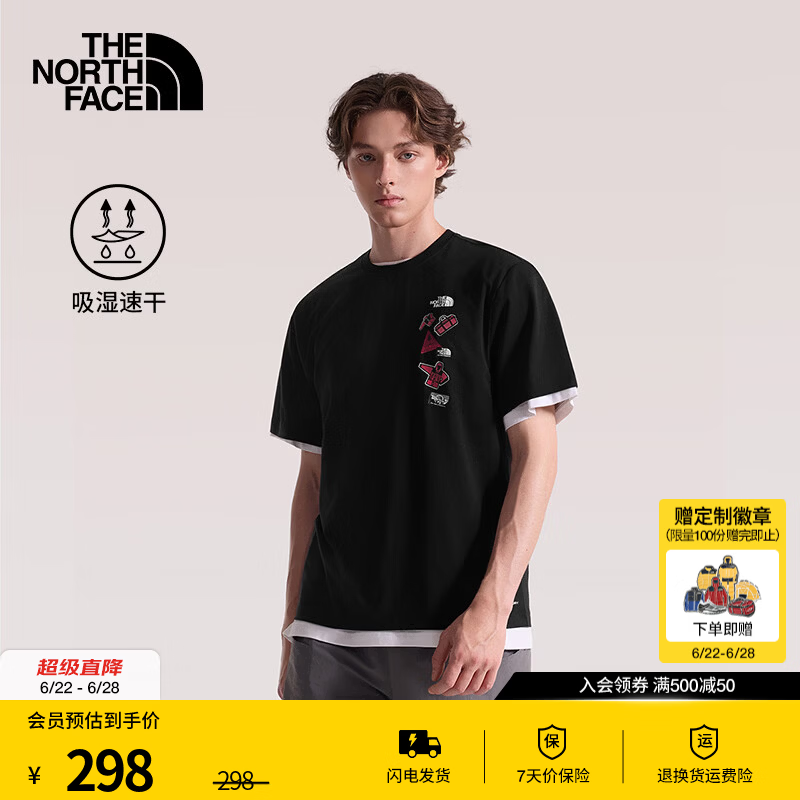 北面（The North Face）速干T恤男女短袖重磅运动半袖吸湿透气简约舒适26春夏新款|8GWJ JK3/宇宙黑 L/175
