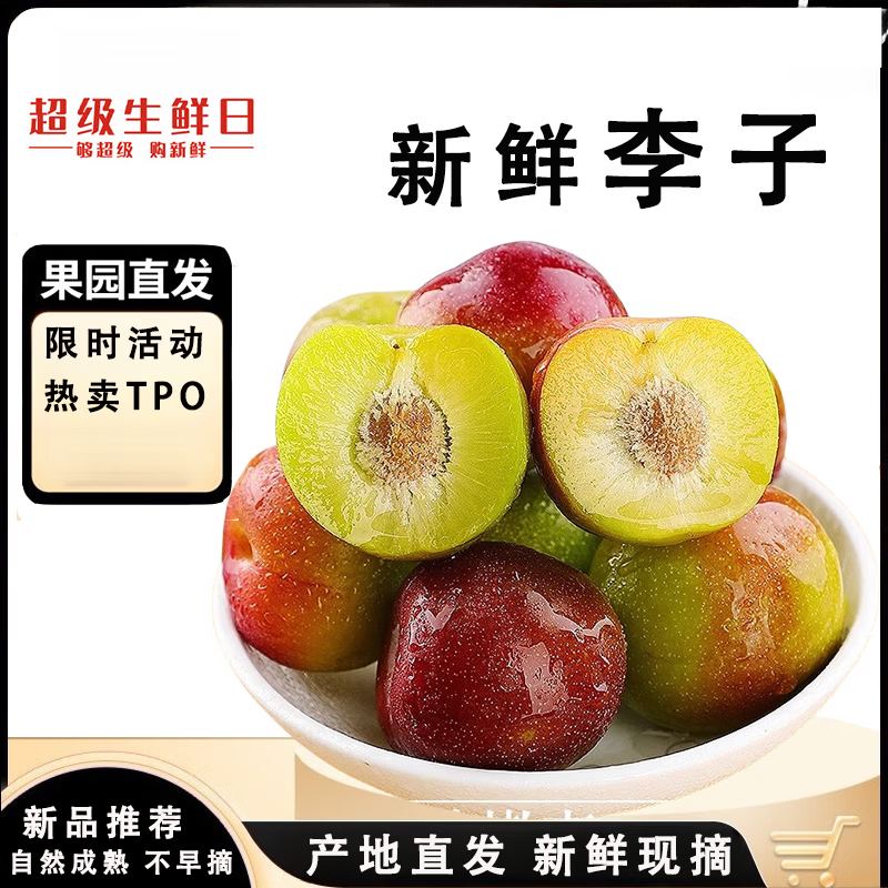 闽域寻鲜正宗半边红李子【多地区次日达】脆青红水果脆李新鲜四川李子 5斤（商超特惠装-单果15g+）净重4.5斤