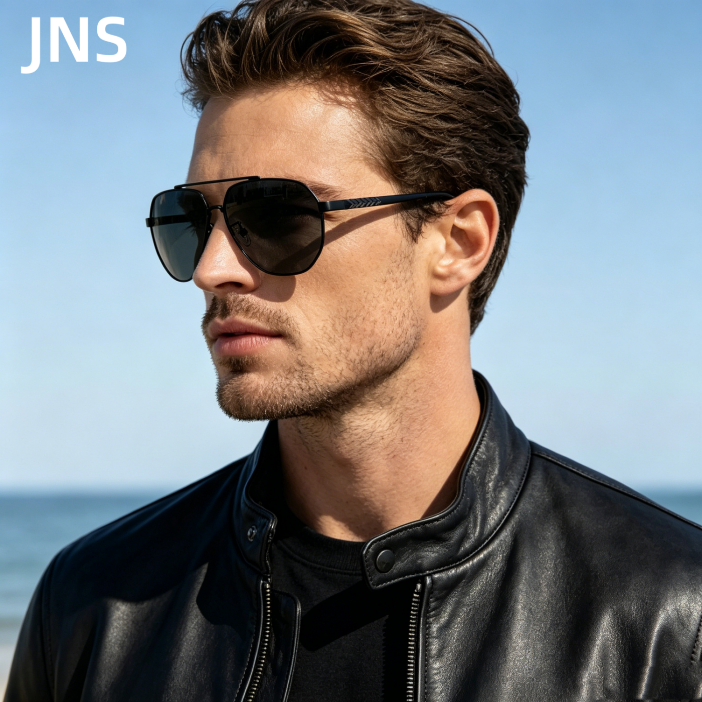 JNS飞行员墨镜男款蛤蟆镜防紫外线大脸高清偏光太阳眼镜开车驾驶专用 银框墨绿色片 6094