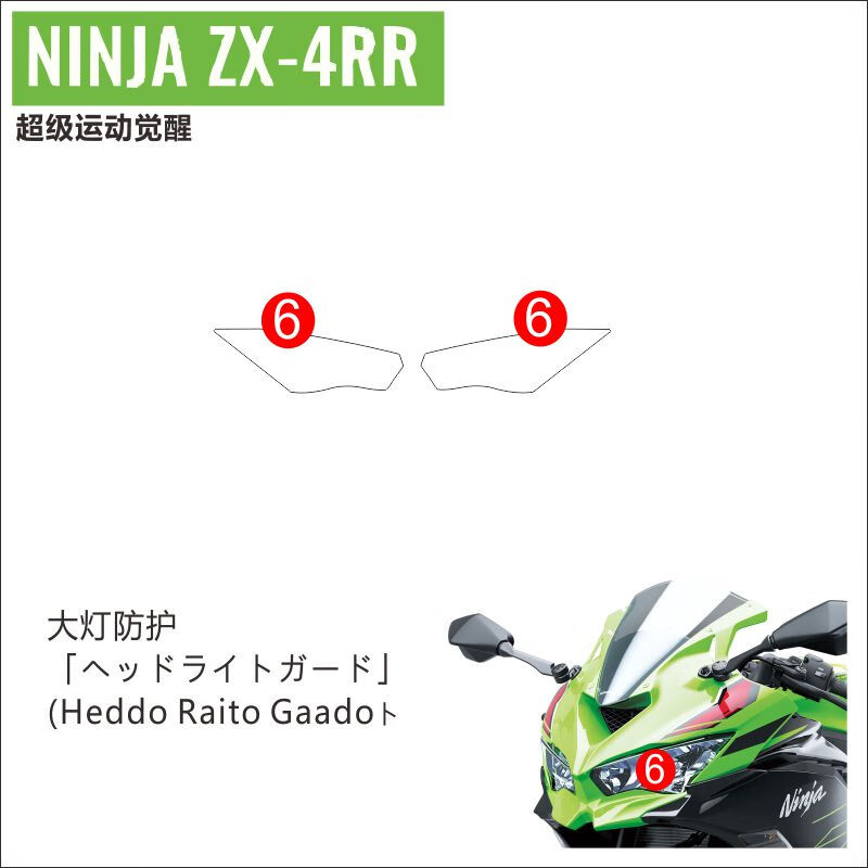 摩托车油箱贴防滑大灯仪表贴汽车透明保护膜 川崎zx-4rr全透明大灯膜