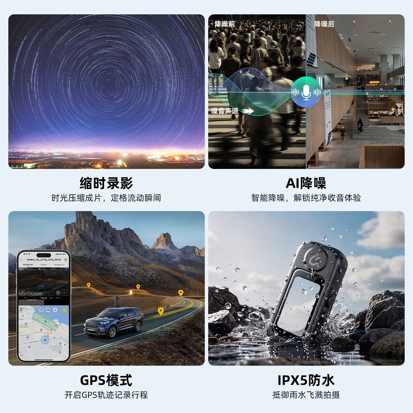 觅豹【新品】A32 拇指运动相机2.7K高清超长续航骑行摩托车GPS记录仪户外旅游vlog口袋相机 续航版-白色(主机标配+长续航手柄) 无内存卡