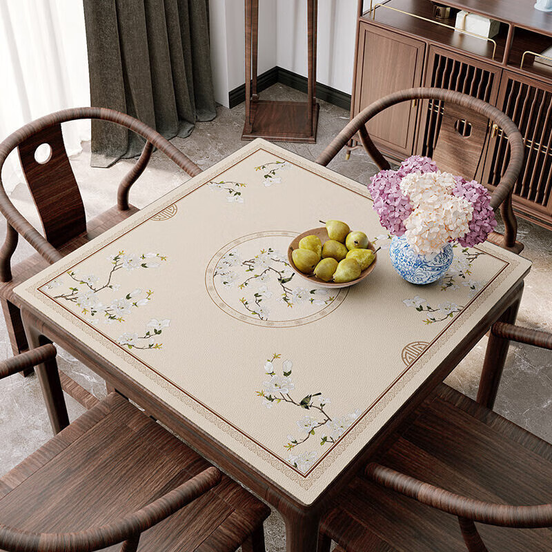 老式八仙桌桌布正方形防水防油新中式硅胶免洗茶几垫四方桌餐桌垫台布