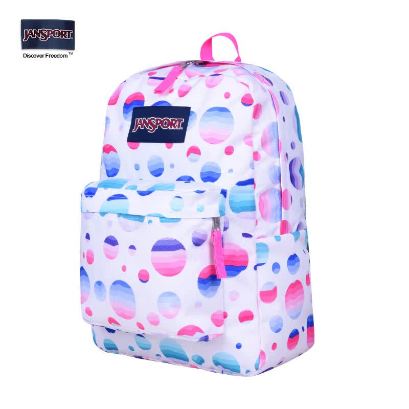 JANSPORT杰斯伯双肩背包男女清新森系书包黑色波点旅行包通勤电脑包 T50133V彩红蜜糖-无侧袋无隔层