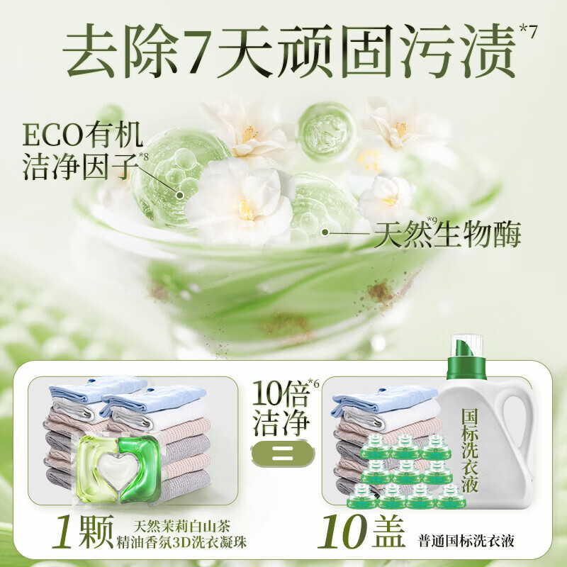 蔬果园茉莉白山茶洗衣凝珠三合一洗衣液凝珠去污留香除菌除螨香氛洗衣珠 【30天留香】60颗 洗衣凝珠