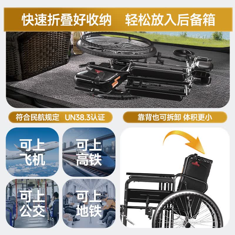 迪护手动轮椅轻便折叠老人专用出行可自推手推可折叠便携式老年人小型 液压全躺-可拆洗双坐垫款(实心轮)+坐便