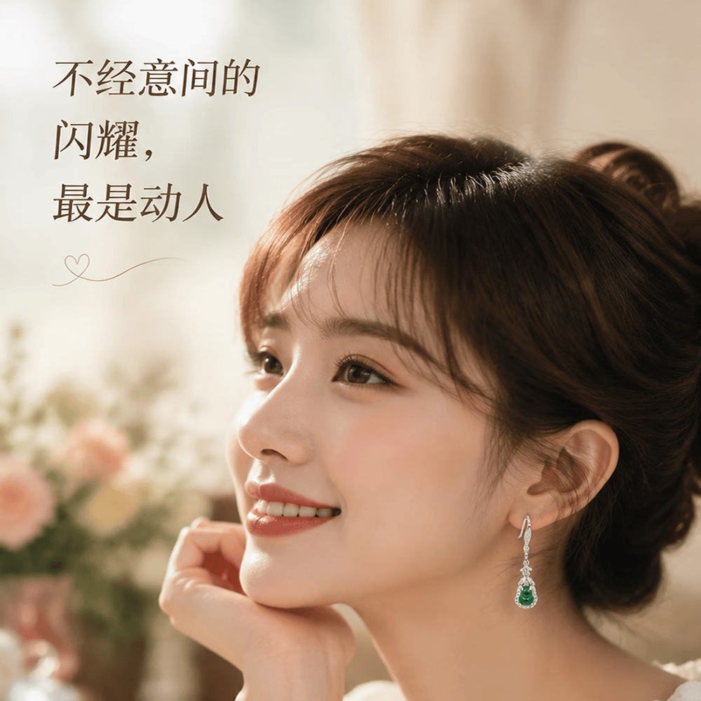 GUSKI珠宝品牌耳钉女天然翡翠葫芦新款设计高级感纪念日生日礼物送女友 【刻字/贺卡】下单请留言或备注