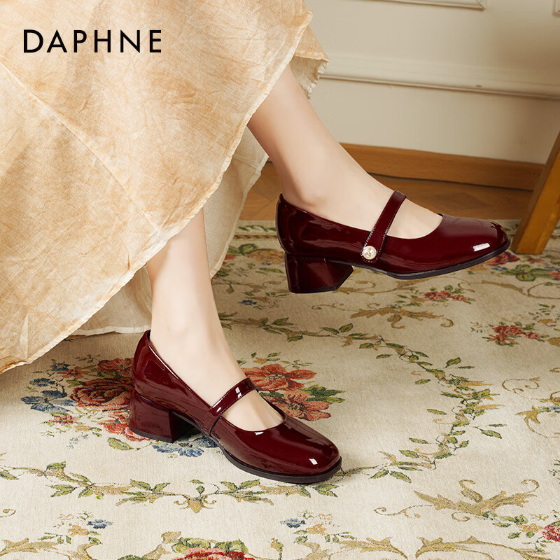 DAPHNE达芙妮粗跟法式单鞋女2026新款复古玛丽珍女鞋通勤百搭气质高跟鞋JL 红色 39