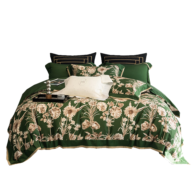 柏黎瑞（BERRY）秋冬新款高端天絲+棉磨毛四件套高級感色織提花加厚被套床品保暖  芳華（灰）【柔軟細膩親膚保暖】 2.0m床 床單款 （被套220*240cm）