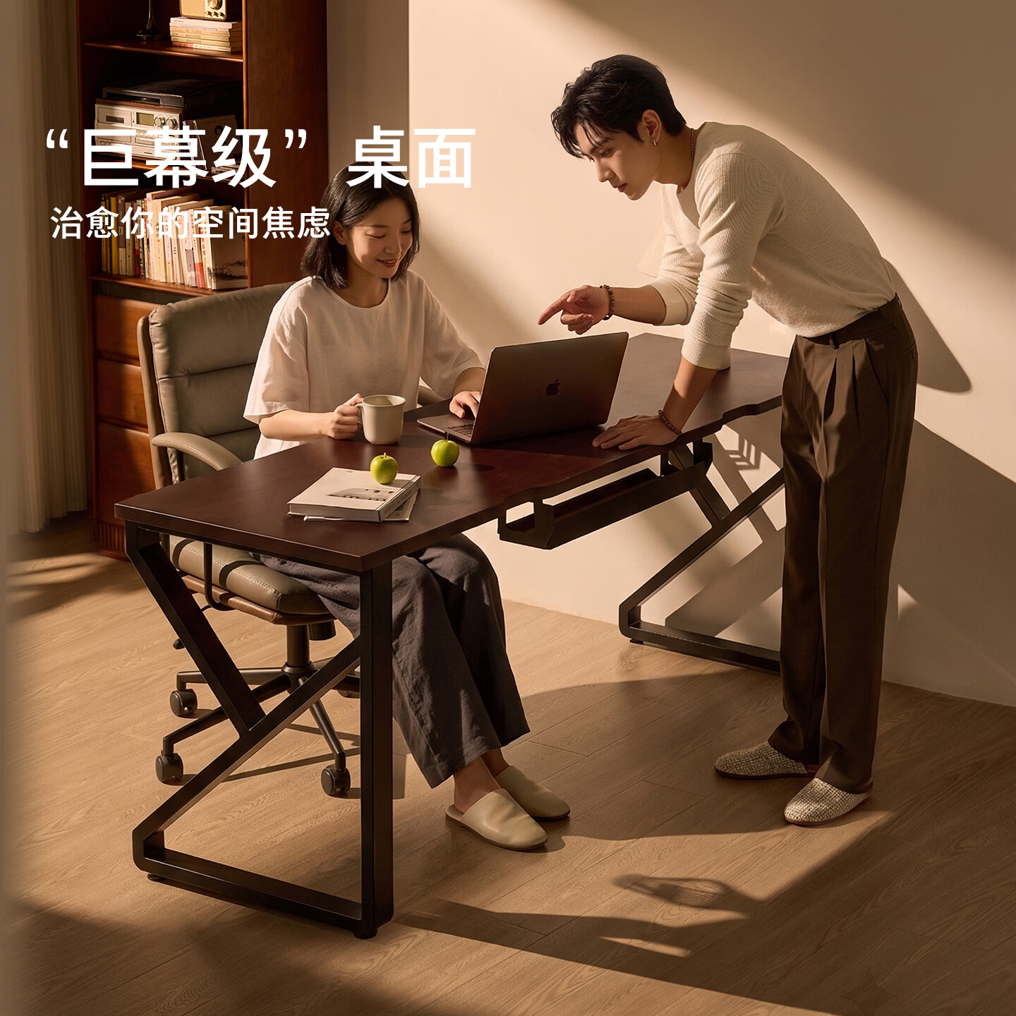 顾家家居（KUKA）电竞桌台式电脑桌家用书桌可装机械臂2026新款加宽实木办公桌子 【进口纯实木桌面专业理线】可装机械臂-K型腿长100CM 【送金属理线盒+杯架+耳机架+送货上门包安装】