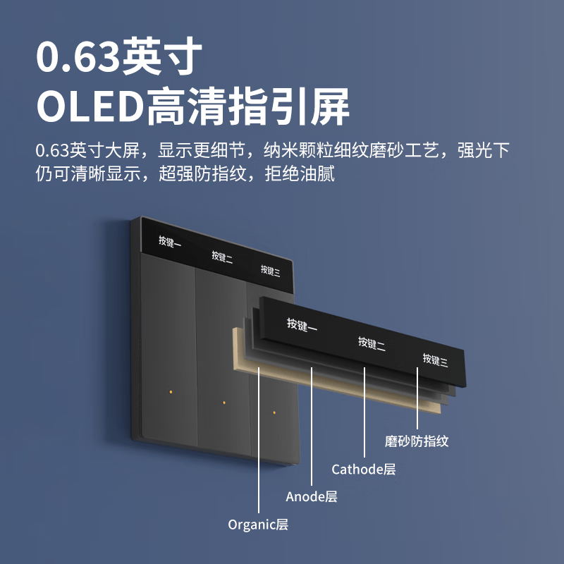 道韦家用智能开关全屋控制 蓝牙 mesh2.0 已接入米家APP 零火版开关 零火版 独立显示屏 智能开关 白DS08-70 开关