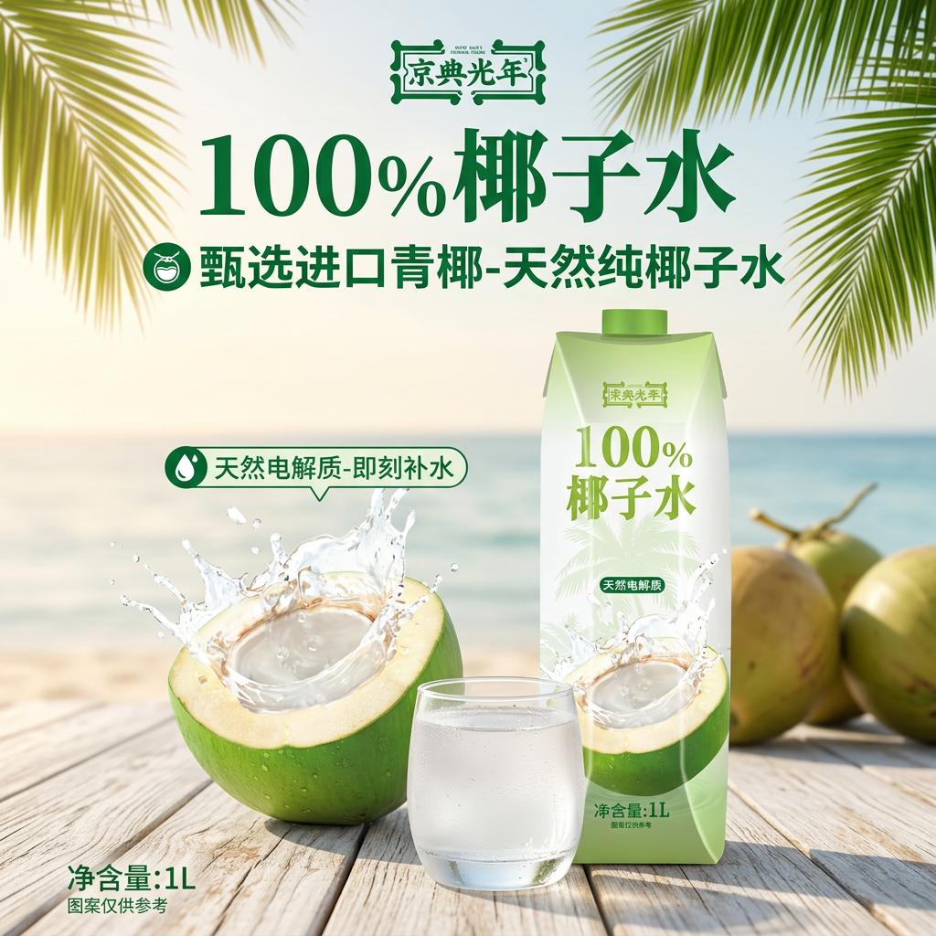 京典光年100%椰子水13.8L*2瓶仅需13.8元，乡乡嘴魔法丝辣条400g到手9.9元