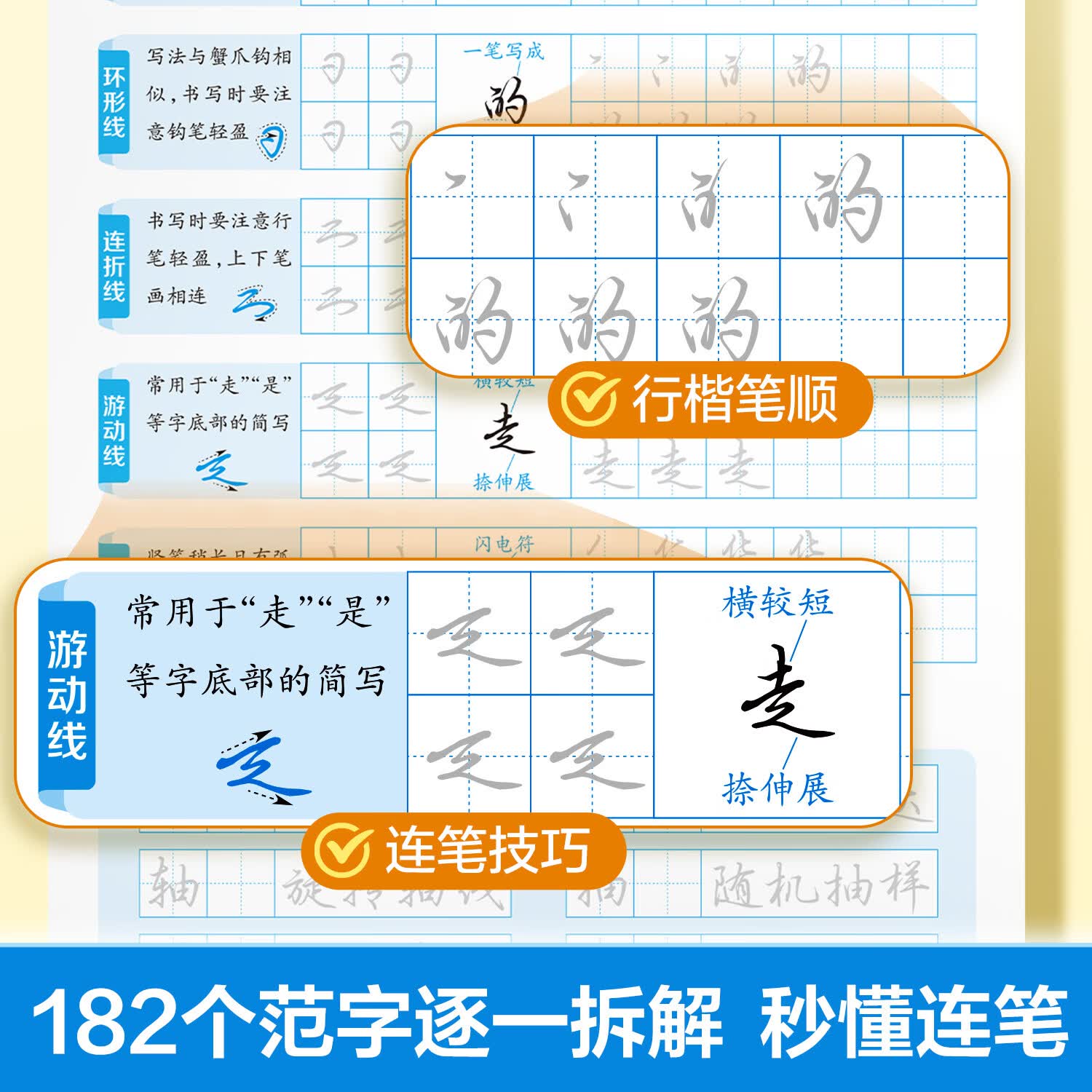 华夏万卷抖音热销中学生专用行楷每日速练夏哲冠入门教程视频讲解考场高频词同步古诗文 【七上单本】语文课课练(行楷)