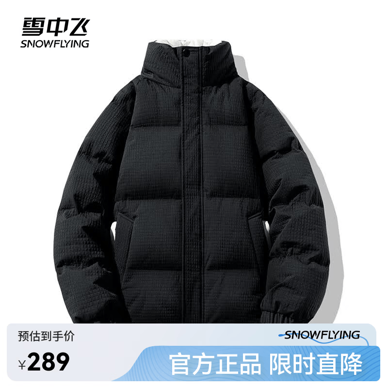 雪中飞秋冬新款百搭男士短款立领羽绒服鸭绒潮流肌理感面料羽绒服 黑色|8056 L 175/92A 京东折扣/优惠券
