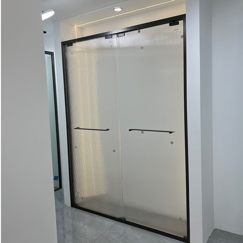 淋浴房整体浴室隔断干湿分离屏风洗澡间一体式农村浴 窄边框吊轨双