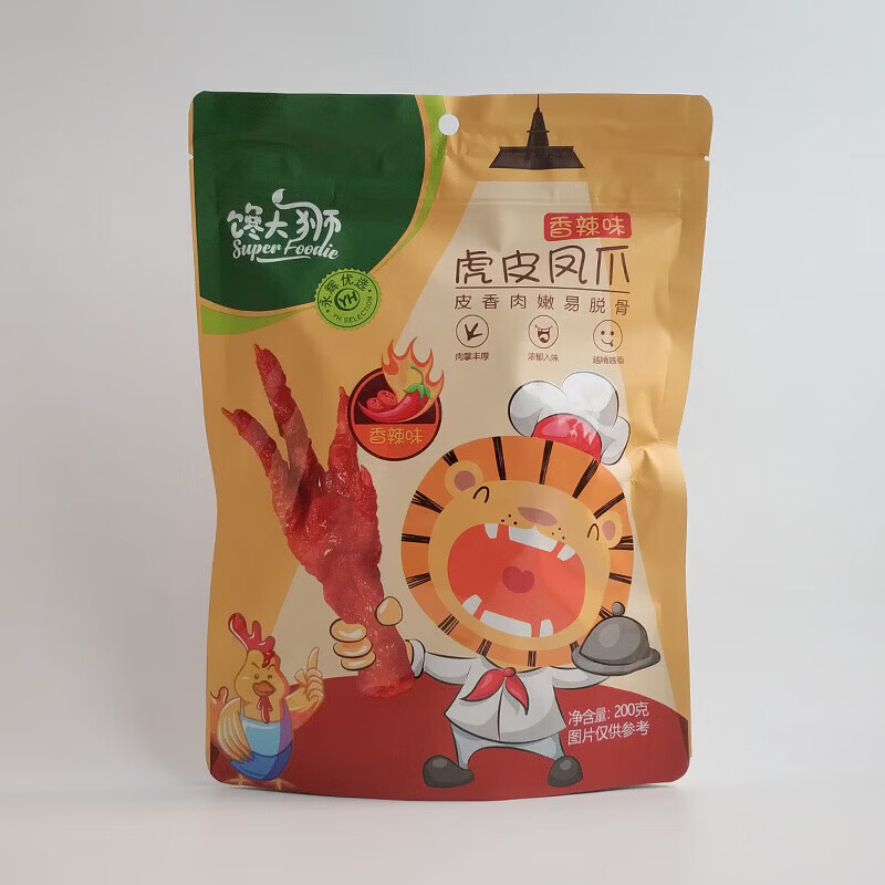 馋大狮虎皮凤爪五香200g 香辣鸡爪卤味鸡脚零食真空单个袋装0 馋大狮虎皮凤爪(五香昧)200g*1