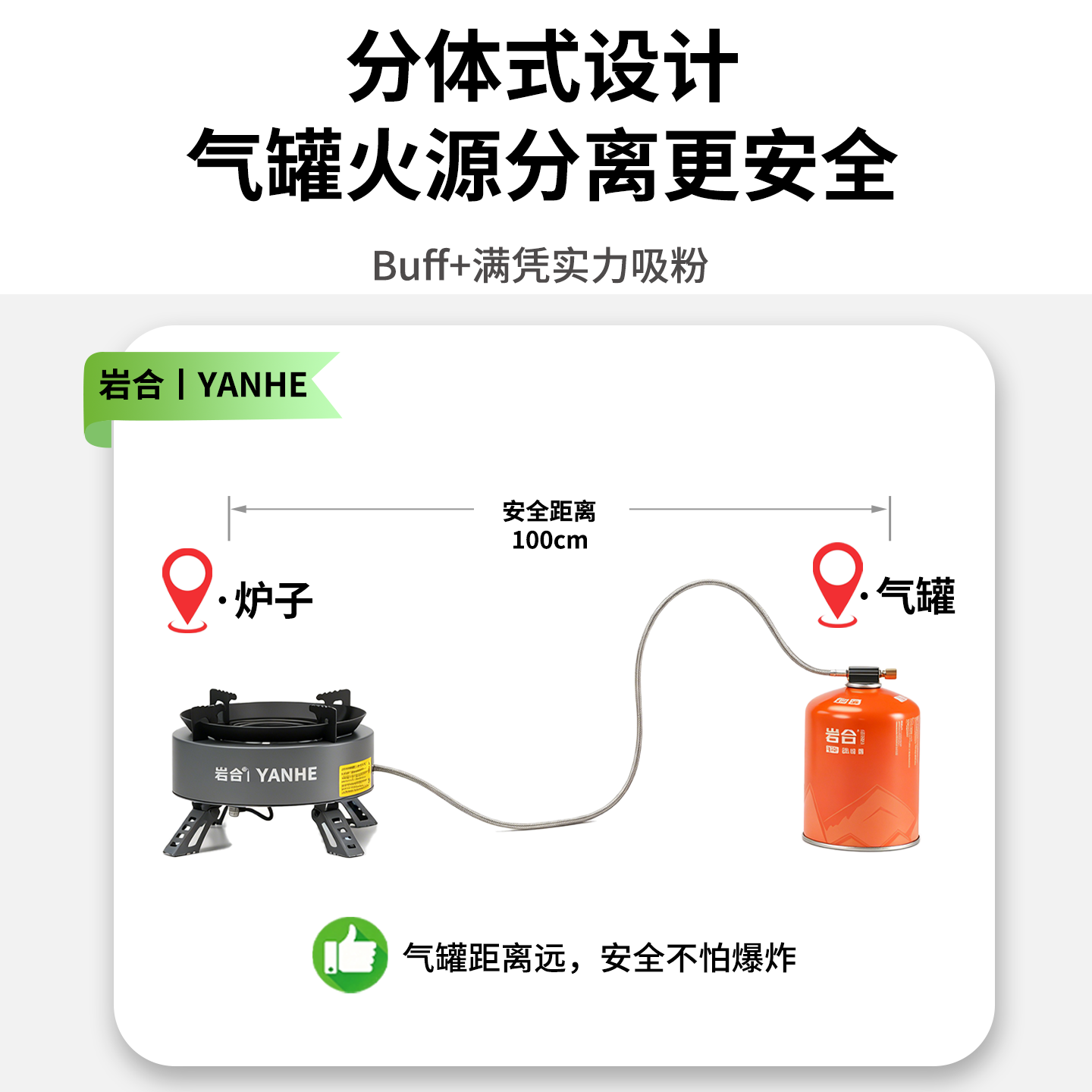 岩合高山气罐 便携户外瓦斯煤气瓶 旅行装备露营高原扁气罐 新款红外猛火炉+2罐450g高山气罐+1.6L水壶