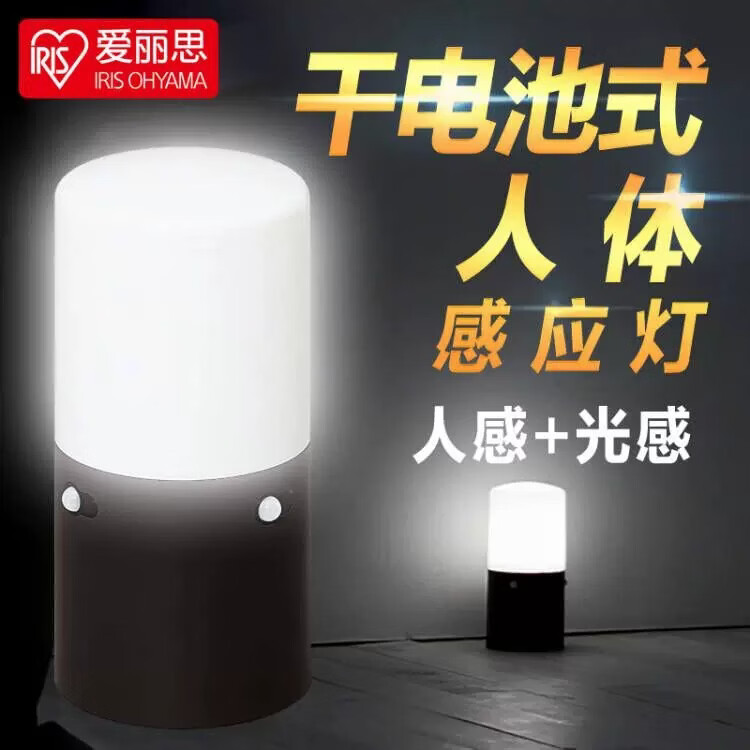 IRIS爱丽思自动人体感应灯人来即亮走廊过道楼梯入户门口起夜灯电池款 【银色白光】方柱形MN2K(【15.0*11.5*28.0cm】)