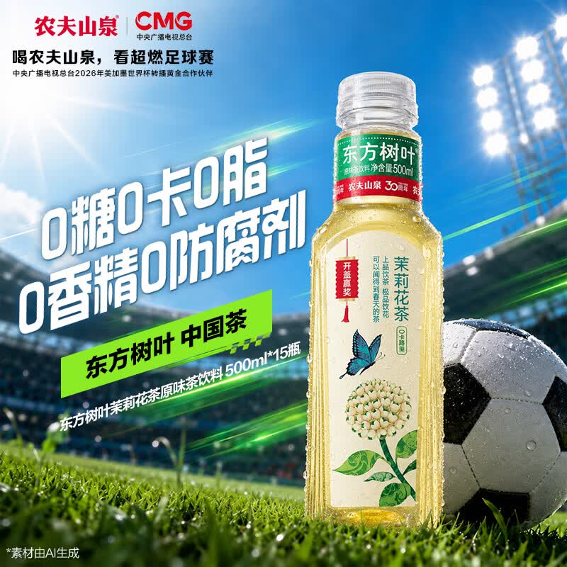 农夫山泉 东方树叶 无糖茶饮品 茶饮料 500ml*15瓶 整箱装 茉莉花茶