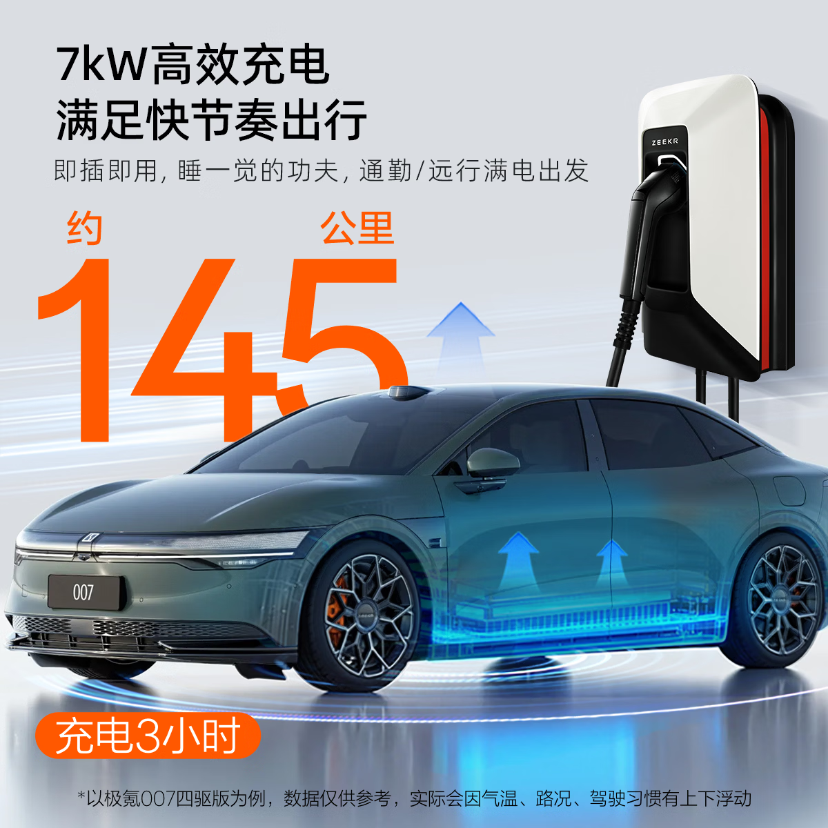 极氪官方原厂定制 极氪充电桩 家用7kW 智能家充桩 送装一体 极氪汽车原配 30米套餐（需联系客服提供手机号勘测安装）