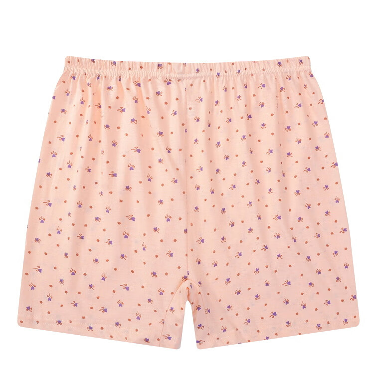 女士高腰宽松平角裤 中老年人内裤 女大码短裤 杏色印花 105码