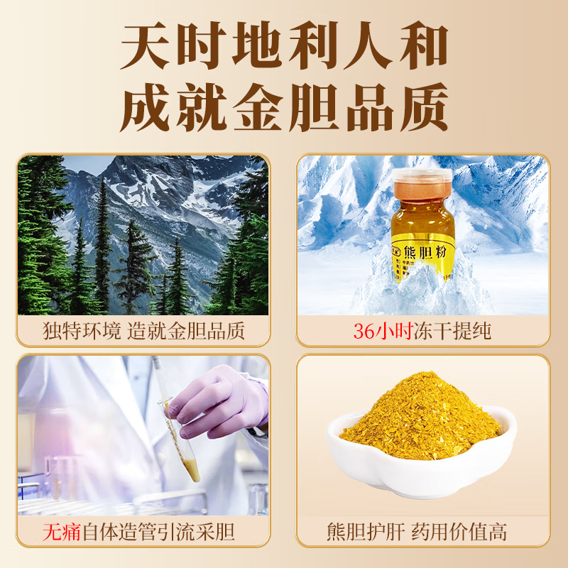 华脉熊胆粉清热平肝明目用于目赤肿痛咽喉国药肿痛准字俄罗斯解酒冻干金粉高纯度惊风,抽搐外治 【尝鲜装】1盒(0.1g*7瓶)