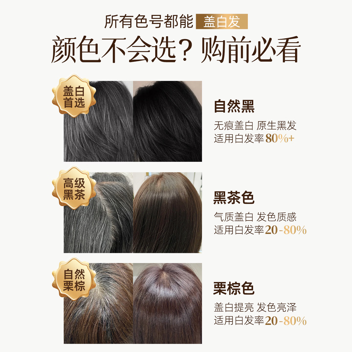 光岁染发剂神器一梳黑蛋白莹亮锁色染护膏精油植物染发膏天然家用 黑茶色-热卖【时尚减龄】
