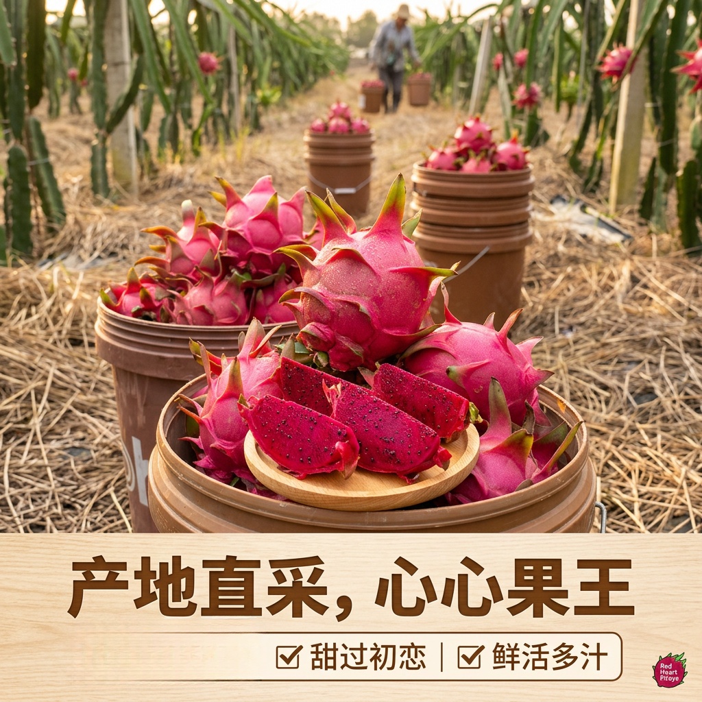 广西红心火龙果 精品礼盒装 新鲜纯甜   坏果包赔 带箱10斤装，9-12颗，大果（单果重量6-8两）