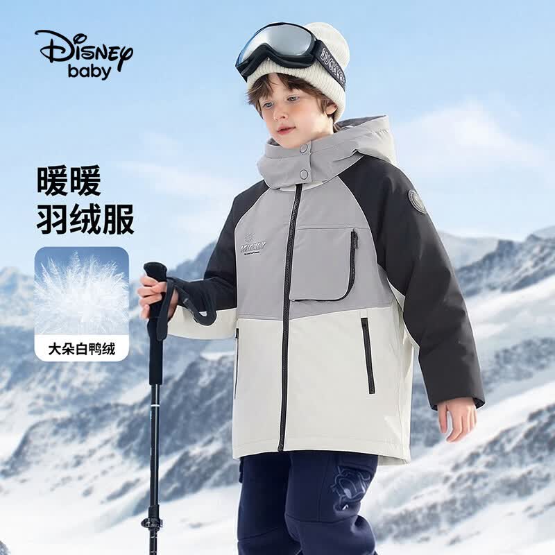 迪士尼（Disney）童装男女童羽绒服2026新冬米奇石墨烯拜年服白鸭绒高充绒外套厚 碳黑2 120 高115-125cm重40-50斤