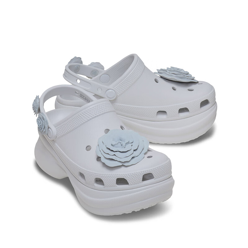 卡骆驰(CROCS)复古小鲸鱼叠影玫瑰洞洞鞋时尚百搭女鞋花园鞋沙滩鞋|214027 月光灰-1NK 35 (220mm)