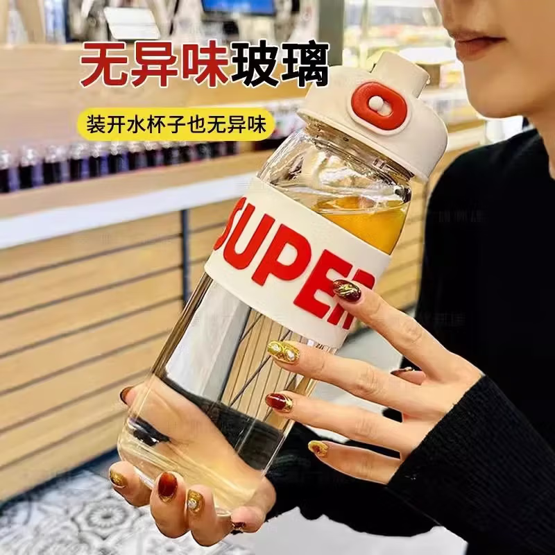 JCZS吨玻吨璃杯大容量泡茶女高颜值茶水分离2025新款带盖茶隔 【特厚玻璃】620ml白色+带茶隔/加厚