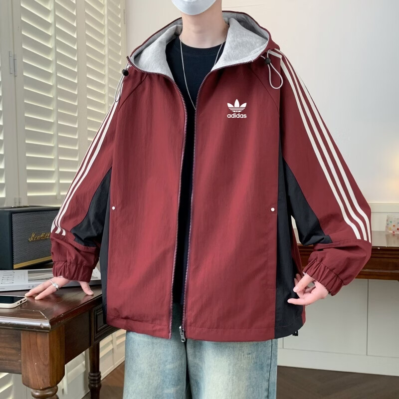 Y-3三叶草2026新款春秋三条杠防风夹克外套双面穿针织百搭宽松大码 藏青色 L 建议体重110~130斤