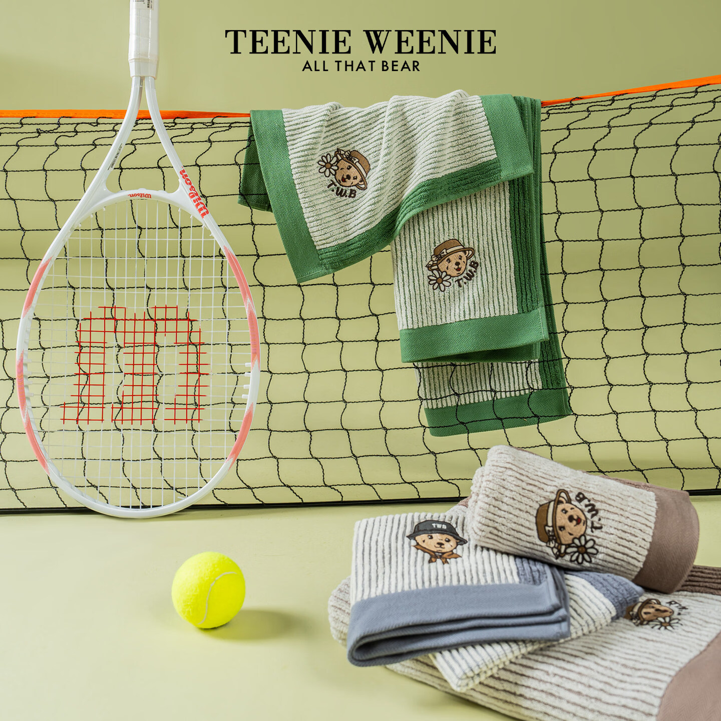 Teenie Weenie小熊纯棉毛巾吸水不掉毛7A抗菌儿童洗澡家用洗脸巾女 34x75cm灰色【毛巾一条装】克重105g