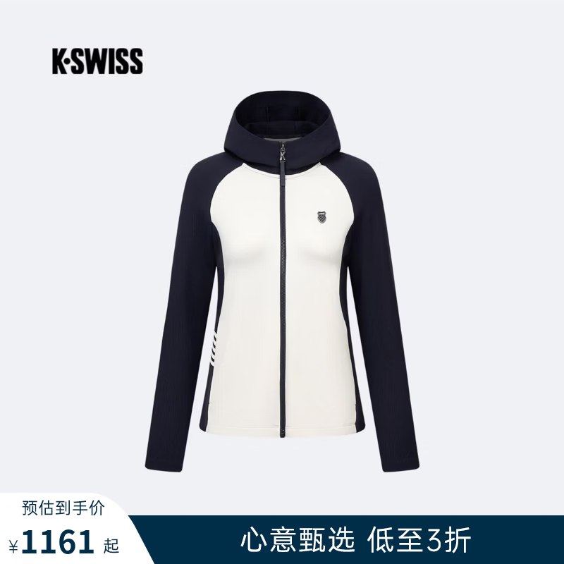 盖世威（K·SWISS）针织上衣女 26秋季新款舒适休闲百搭运动连帽针织外套 1914261 018-深靛蓝 S