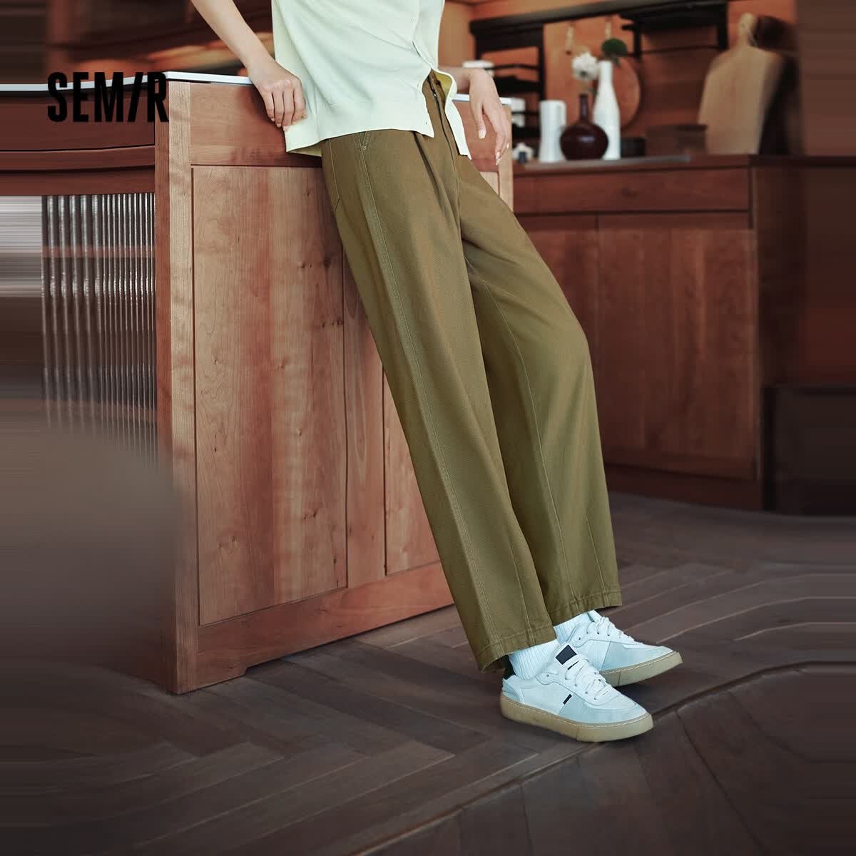 森马（Semir）【福袋】休闲裤阔腿长裤宽松慵懒风夏显瘦字母阔腿裤百搭防晒短裤 女D款-豆沙绿40065 L