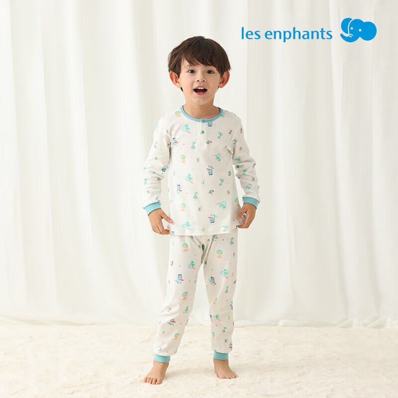 丽婴房（Les enphants）丽婴房儿童A类纯棉内衣套装男童女童夏季睡衣打底长袖空调家居服 奇想天蓝 140 CM/10岁