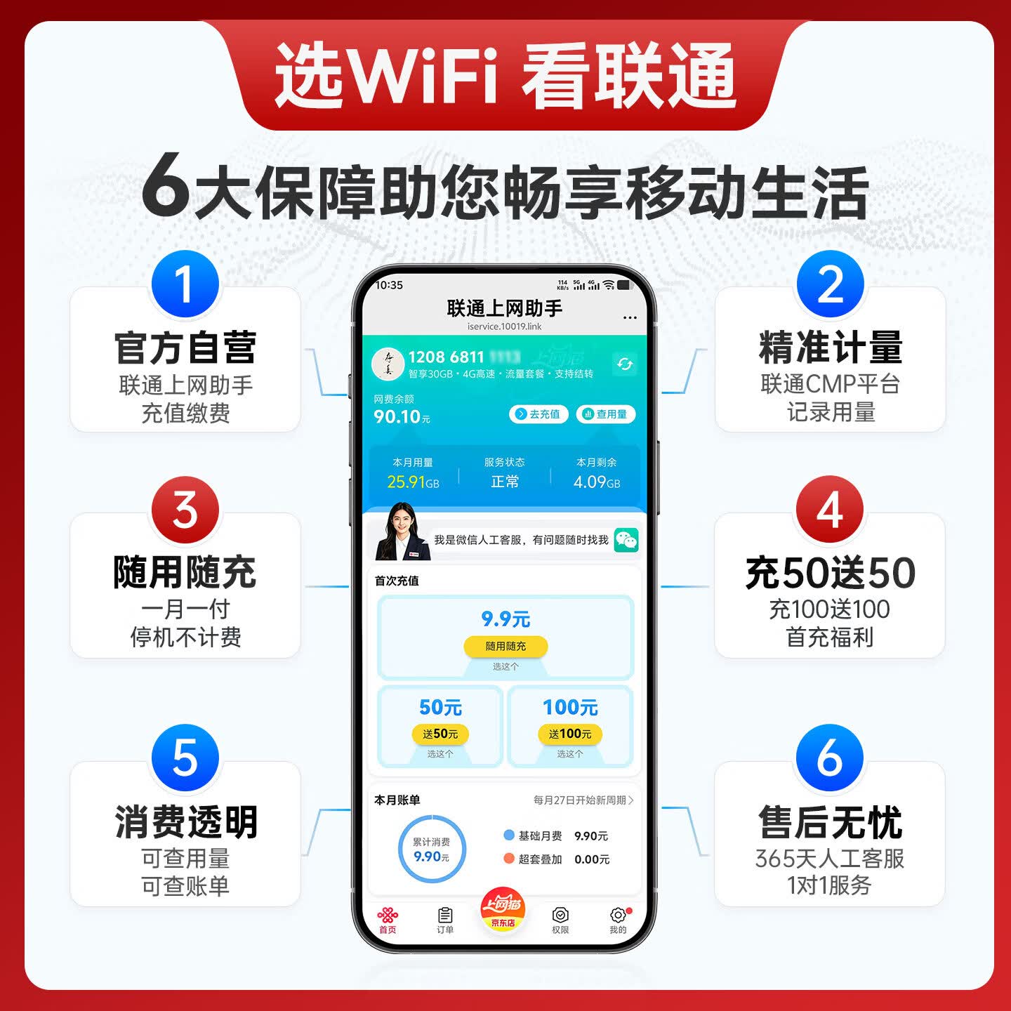 上网猫随身移动WIFI6磁吸无线网卡手机电脑直播便携支持5G/4G设备上网路由器联通流量网卡宽带全国通用 云霜白【含100元网费+续费再送100元】