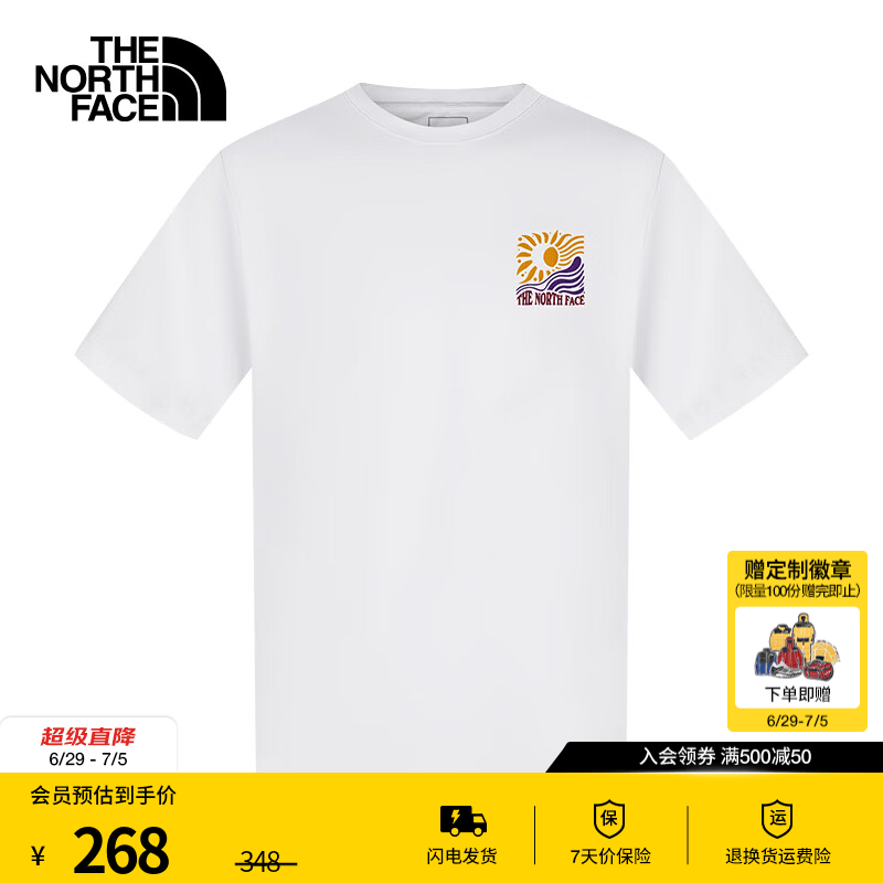 北面（The North Face）速干T恤情侣款短袖吸湿透气 UPF 50+运动半袖简约舒适26春夏|8G7W FN4/雪峰白 L /175/100A