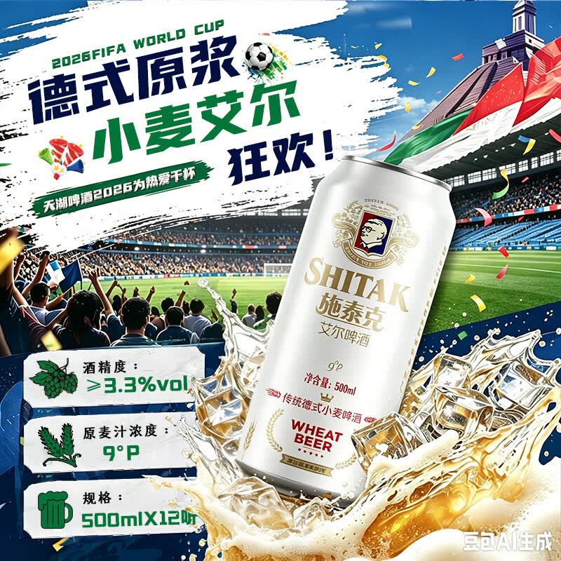 天湖啤酒9度精酿白啤浑浊型啤酒500ml*12罐辽宁特产啤酒自营整箱装