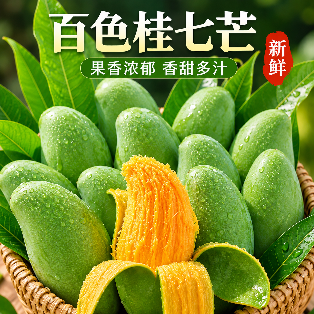 鲜宝道当季现摘广西桂七芒新鲜水果青芒果 5斤单果100-200克净重4.5斤