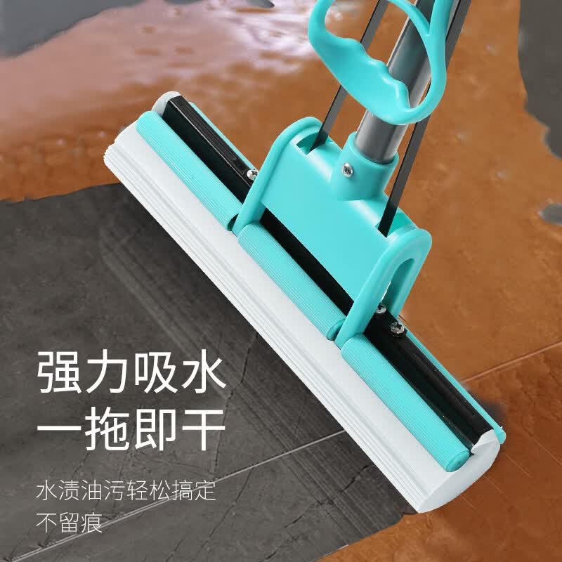 百家好世滚轮海绵拖把家用一拖净吸水干湿两用厨房卫生间免手洗胶棉地拖 绿色单滚轮pva海绵拖1头