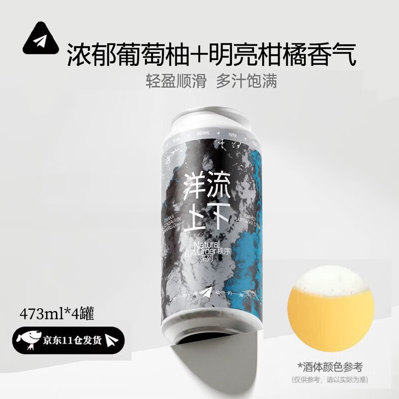 纸飞机酿造洋流上下TDH帝国浑浊印度淡色艾尔啤酒 473ml*4罐 强酒花精酿IPA