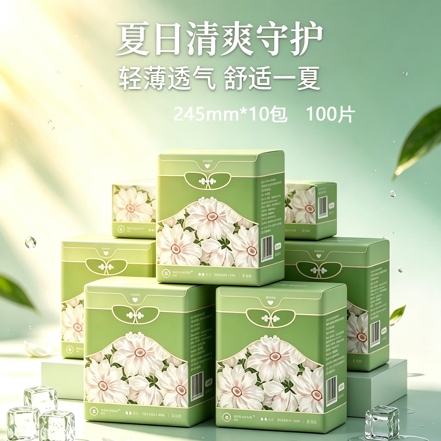 淑用纯棉卫生巾日用245mm 超薄透气抑菌 学生姨妈巾 敏感肌可用少女 纯棉日用10包 245mm 100片