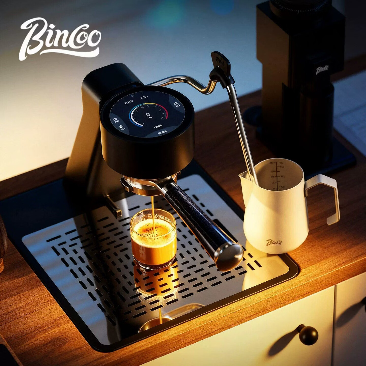 Bincoo开拓者咖啡机S2Pro 意式半自动咖啡机冷热双萃触控小型家用嵌入式 极夜黑 | 冷热双萃+触屏手机双控+专利反推