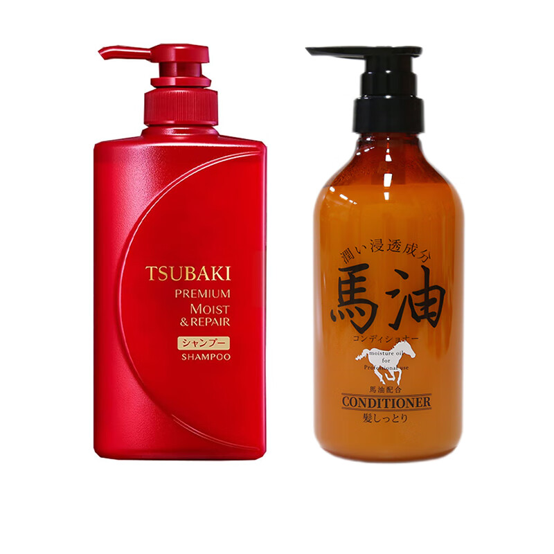 絲蓓綺（TSUBAKI）日本原裝 紅椿山茶油精華奢華保濕修復干枯毛躁去屑止癢洗發(fā)水 洗發(fā)水 490ml贈馬油護發(fā)素